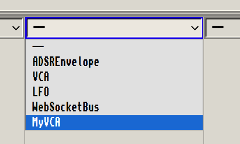 MyVCA appears among the other virtual devices